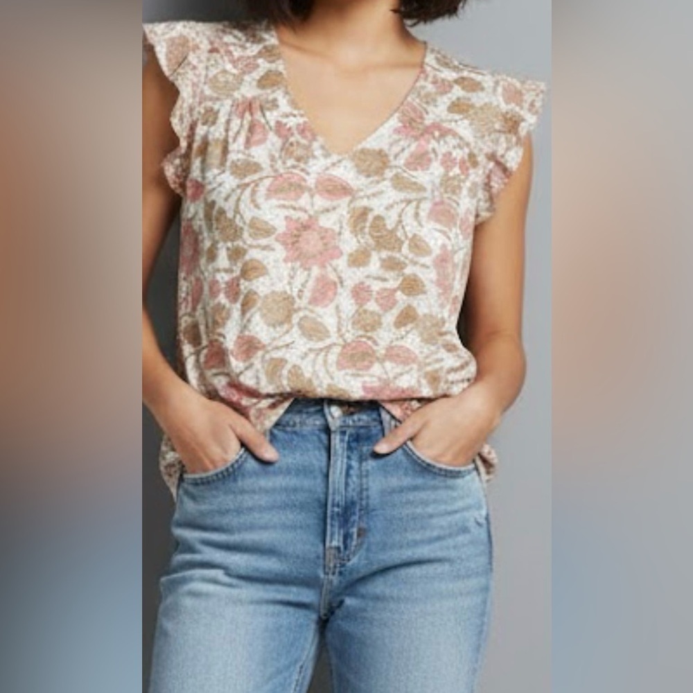 TOP of Lucky Brand Pink and Brown Floral very soft with a casual touch - Picture 1 of 8